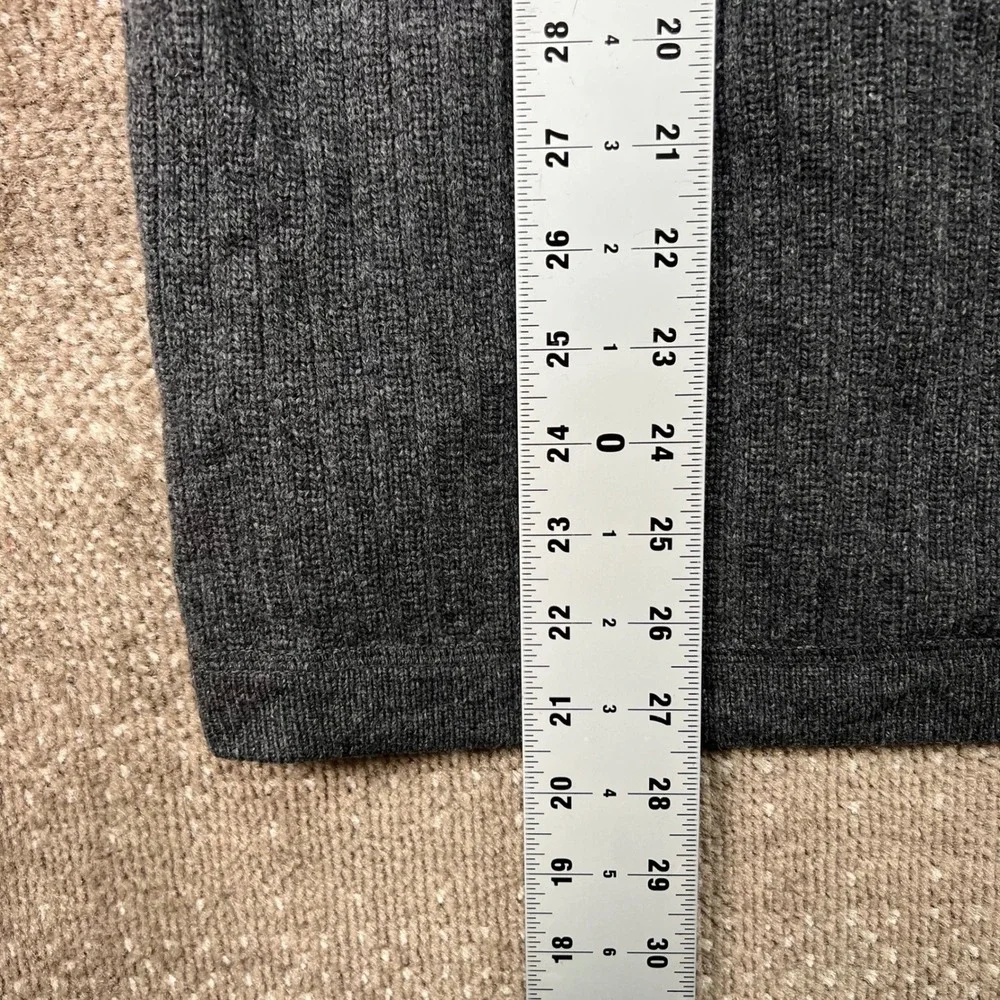 Banana Republic Mens Large Gray Lambswool Cashmere 1/4 Zip Sweater Elbow Patches